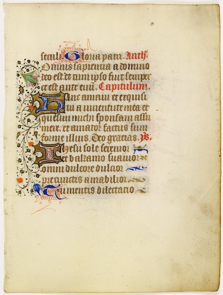 BOOK OF HOURS, Manuscript leaf on vellum., antique map, old maps