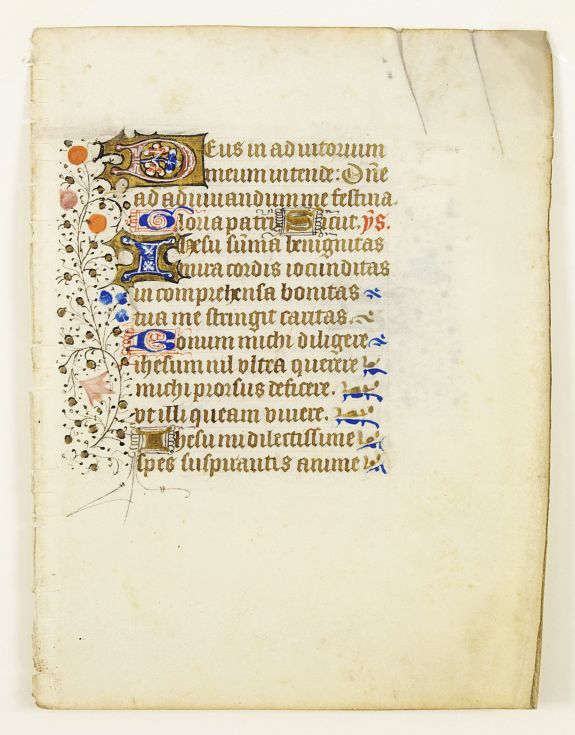 BOOK OF HOURS, Manuscript leaf on vellum., antique map, old maps