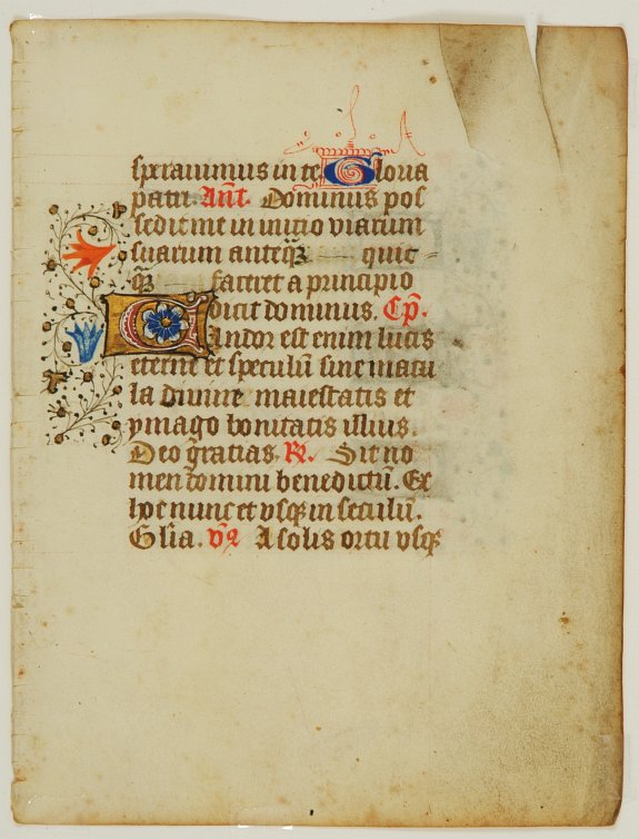 BOOK OF HOURS, Manuscript leaf on vellum., antique map, old maps