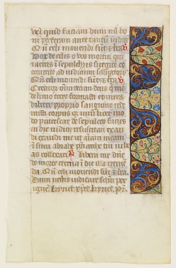 BOOKS OF HOURS, Leaf on vellum from a manuscript Book of Hours., antique map, old maps