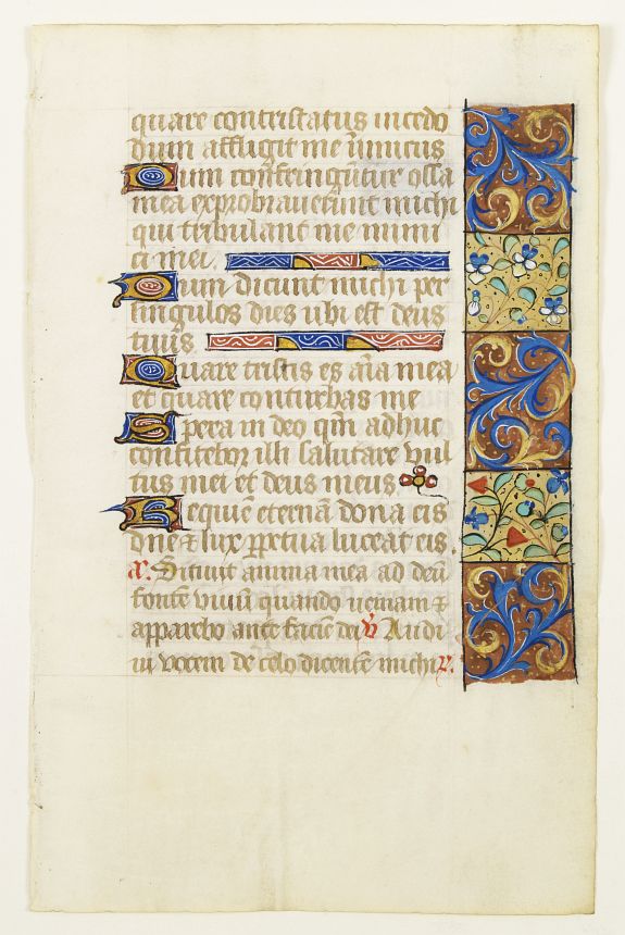 BOOK OF HOURS, Leaf on vellum from a manuscript Book of Hours., antique map, old maps