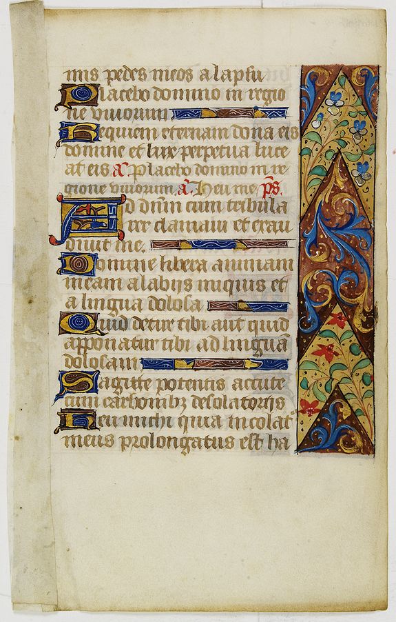 Book of Hours., Leaf on vellum from a manuscript Book of Hours., antique map, old maps