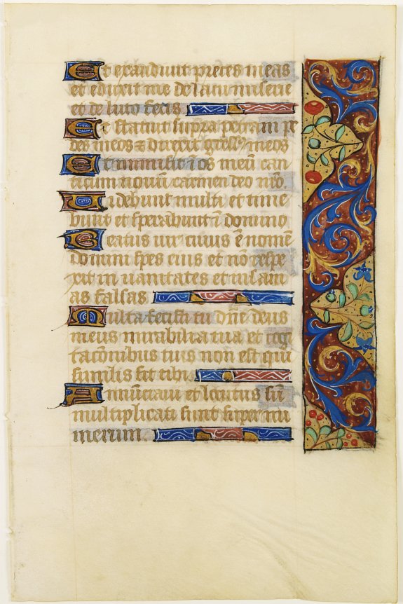 Book of Hours., Leaf on vellum from a manuscript Book of Hours., antique map, old maps
