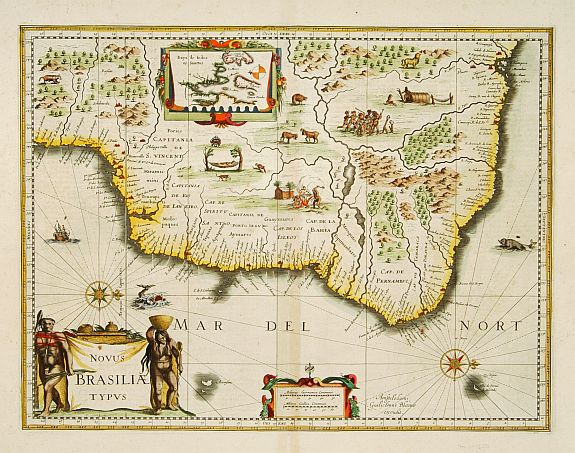 BLAEU,W., Novus Brasiliae Typus., antique map, old maps