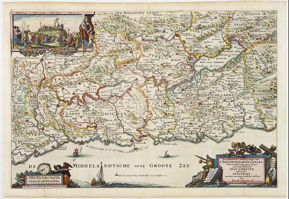SAVERY,J., Geographische beschrijvinge van 'T Beloofde-Landt Canaan.., antique map, old maps