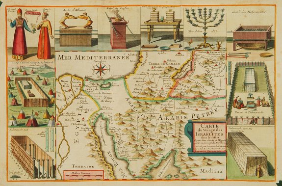 LIÈBAUX,J.B., Carte du Voïage des Israëlites dans de desert.., antique map, old maps