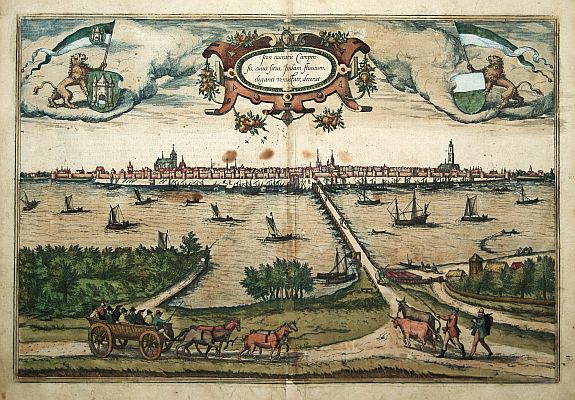 BRAUN,G./ HOGENBERG,F., Urbis Campensis. (Kampen), antique map, old maps