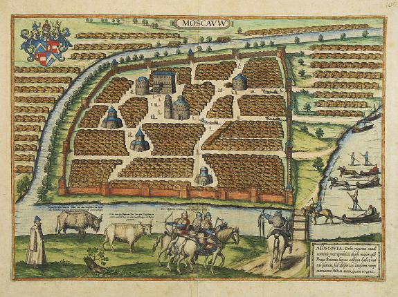 BRAUN, G. / HOGENBERG, F., Moscavw. Moscovia, Urbs, regionis eiusde nominis metropolitia, duplo maior. . ., antique map, old maps