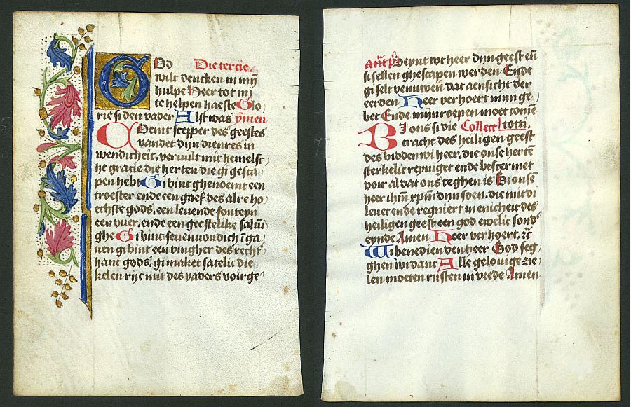BOOK OF HOURS., Leaf from a book of hours on vellum., antique map, old maps