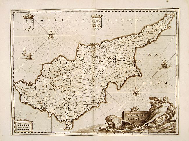 BLAEU,W., Cyprus Insulae., antique map, old maps