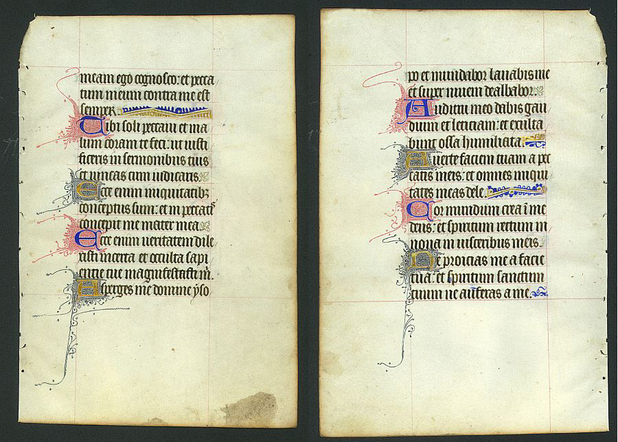 BOOK OF HOURS, Leaf on vellum from a manuscript Book of Hours., antique map, old maps