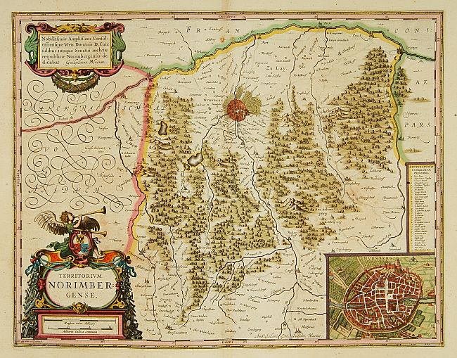 BLAEU, W., Territorium Norimbergense., antique map, old maps