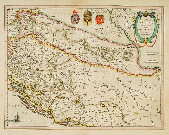 BLAEU, W., Sclavonia, Croatia cum Dalmatiae Parte., antique map, old maps