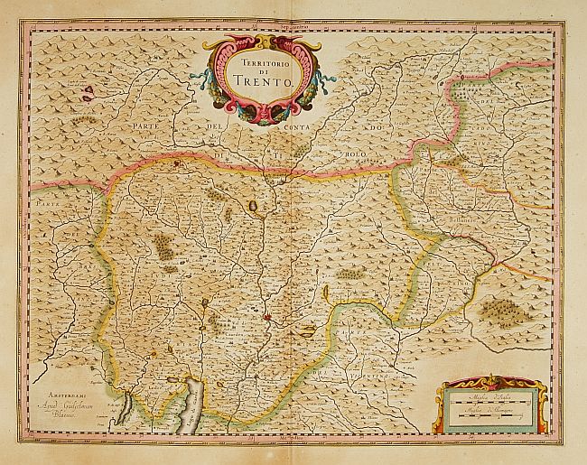 BLAEU, W., Territorio di Trento., antique map, old maps