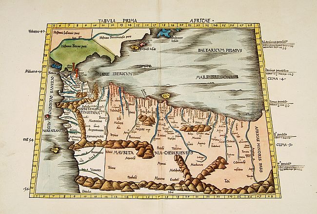 PTOLEMEE, C. / WALDSEEMULLER., Tabula prima Africae., antique map, old maps