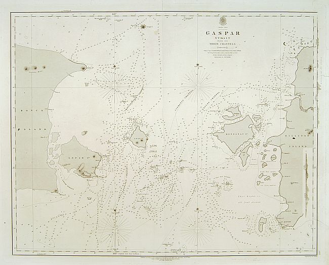HYDROGRAPHIC OFFICE, China Sea - Gaspar Strait with its three channels.., antique map, old maps