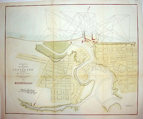 Corps Topog Engineers/Captain Howard Stansbury., Survey of the Harbor of Cleveland Ohio.., antique map, old maps