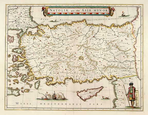 BLAEU, W., Natolia, quae olim Asia minor., antique map, old maps