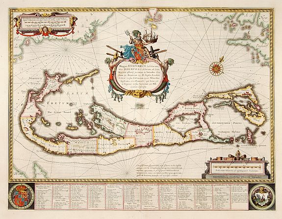 BLAEU,W., Mappa Aestivarum Insularum alias Barmudas., antique map, old maps