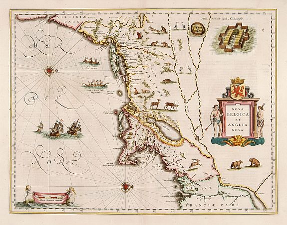 BLAEU, J., Nova Belgica et Anglia Nova., antique map, old maps