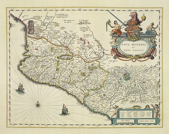 BLAEU, W., Nova Hispania et Nova Galicia., antique map, old maps