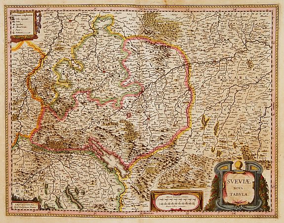 BLAEU, W., Sueviae nova tabula, antique map, old maps