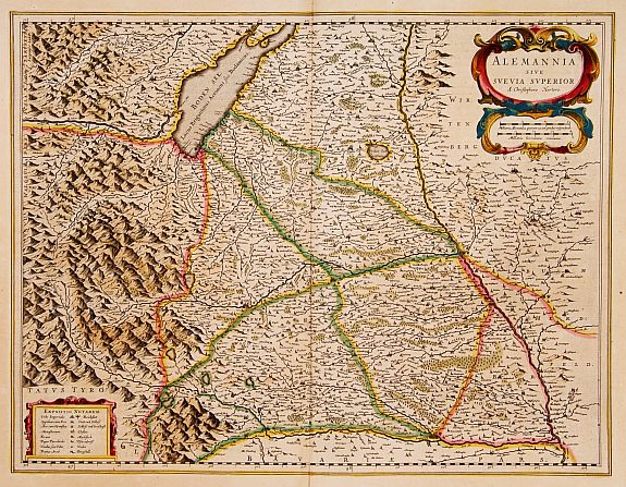 BLAEU, W., Alemania sive suevia superior, antique map, old maps