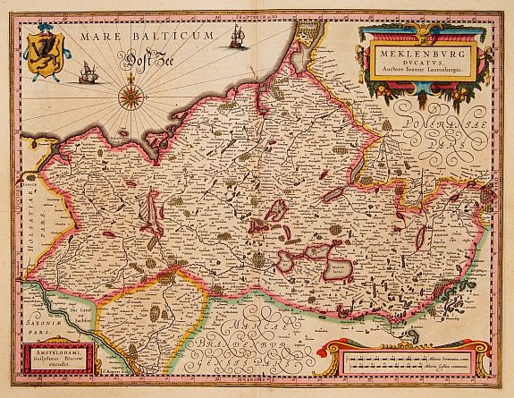 BLAEU, W., Meklenburg Ducatus., antique map, old maps