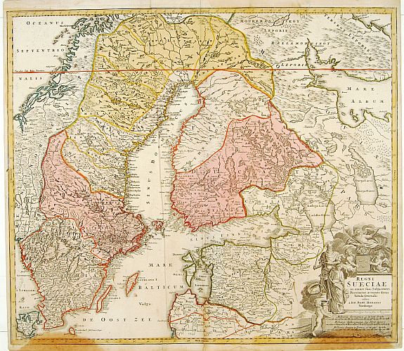 HOMANN, J.B., Regni Sueciae. . ., antique map, old maps