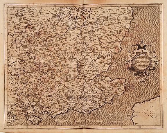 MERCATOR,G./ HONDIUS,J., Warwicum Northamtonia Huntingdonia Cantabrigia.., antique map, old maps