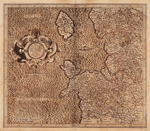 MERCATOR,G./ HONDIUS,J., West Morlandia, Lancastria.., antique map, old maps