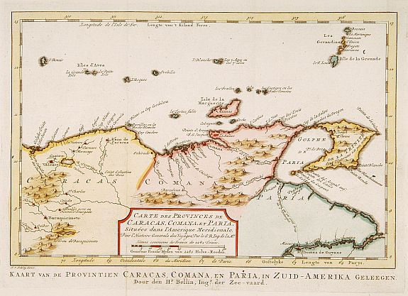 HARREVELT,E.van/ CHANGUION,D.J., Carte des provinces de Caracas, Comana et Paria.., antique map, old maps