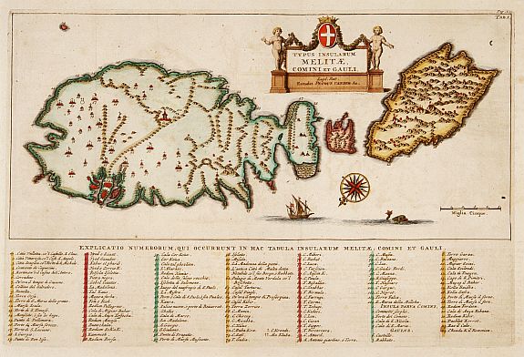 AA.P.v.d., Typus insularum Melitae.., antique map, old maps