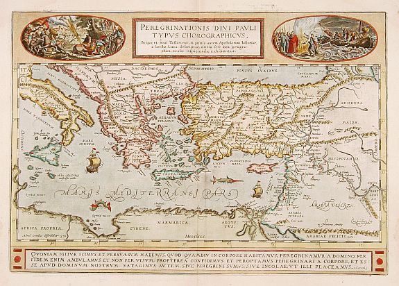 ORTELIUS,A., Peregrinationis Divi Pauli Typus?, antique map, old maps