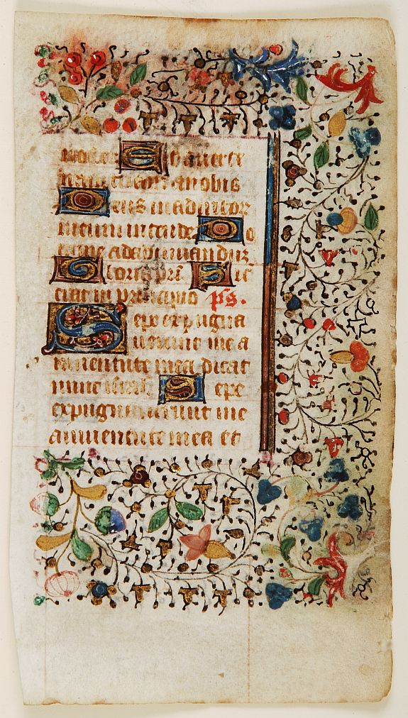 BOOK OF HOURS, Leaf in manuscript, written in Latin on vellum., antique map, old maps