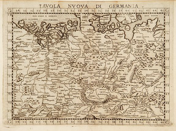 PTOLEMEE,C./ RUSCELLI,G., Tavola nuova di Germania., antique map, old maps