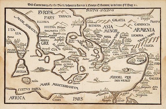 BÜNTING,H., Deze Caerte van de henzen pauli.., antique map, old maps