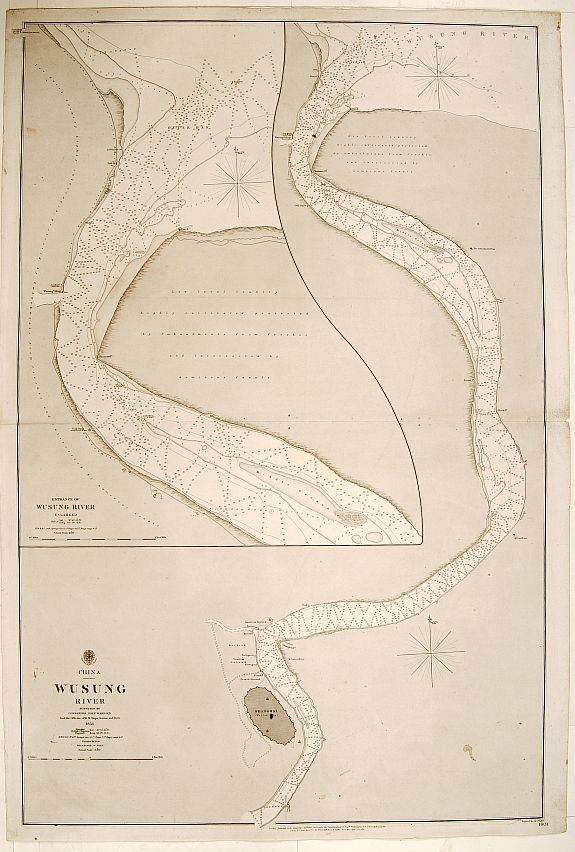 LONDON ADMIRALTY., China, Wusung River surveyed by comander John Ward.., antique map, old maps