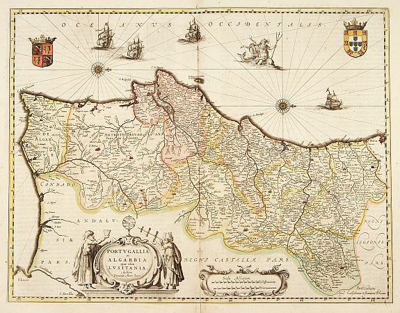 BLAEU, W., Portugallia et Algarbia quae olim Lusitania., antique map, old maps