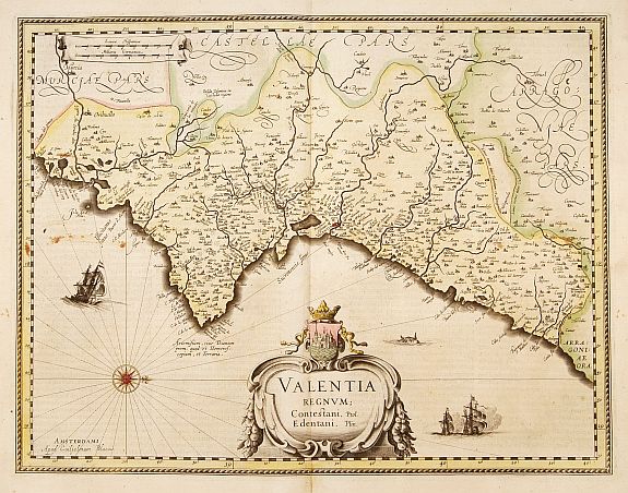 BLAEU,W., Valentia regnum Contestani, Ptol. Edentani, Plin., antique map, old maps