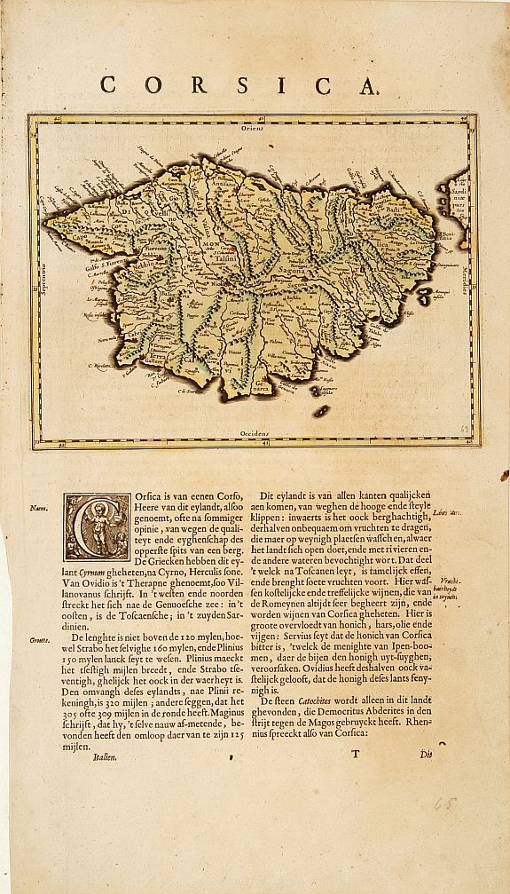 BLAEU,W., Corsica., antique map, old maps