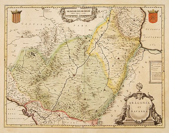 BLAEU, W., Aragonia et Navarra., antique map, old maps
