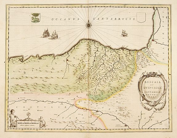 BLAEU, W., Biscaia et Guipuscoa Cantabriae Veteris., antique map, old maps