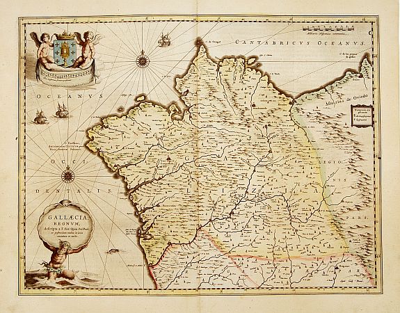 BLAEU, W., Gallaecia, regnum.., antique map, old maps