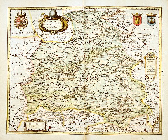BLAEU, W., Utriusque Castiliae., antique map, old maps