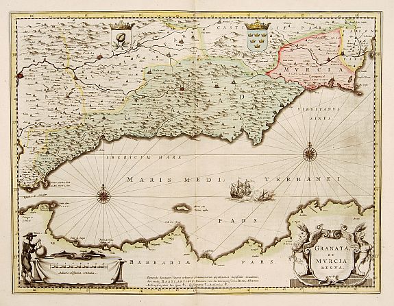 BLAEU, W., Granata et Murcia regna., antique map, old maps
