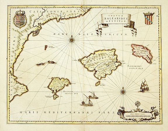 BLAEU, W., Insulae Balearides.., antique map, old maps