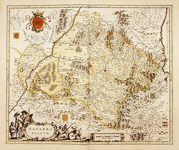 BLAEU, W., Navarra regnum., antique map, old maps
