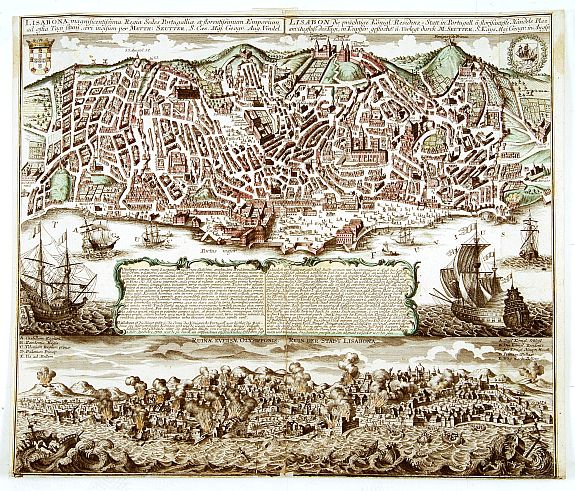 SEUTTER,M., Lisabona magnisicentissima..Portugalliae.., antique map, old maps