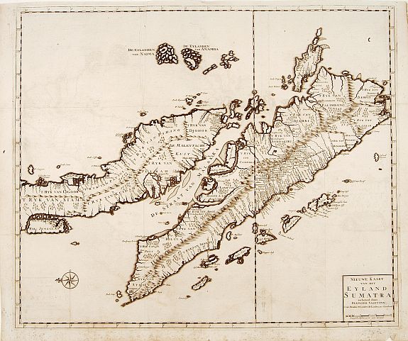 VALENTIJN,F., Nieuwe Kaart van het Eyland Sumatra.., antique map, old maps